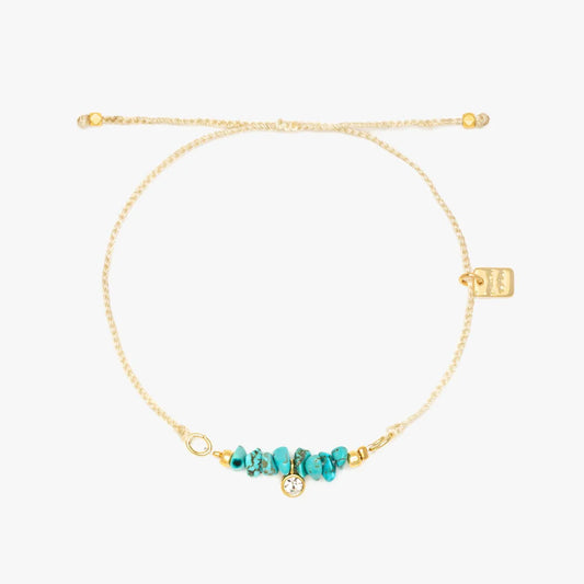 Pura Vida 'Dainty Turquoise Bead Gold Charm' Bracelet